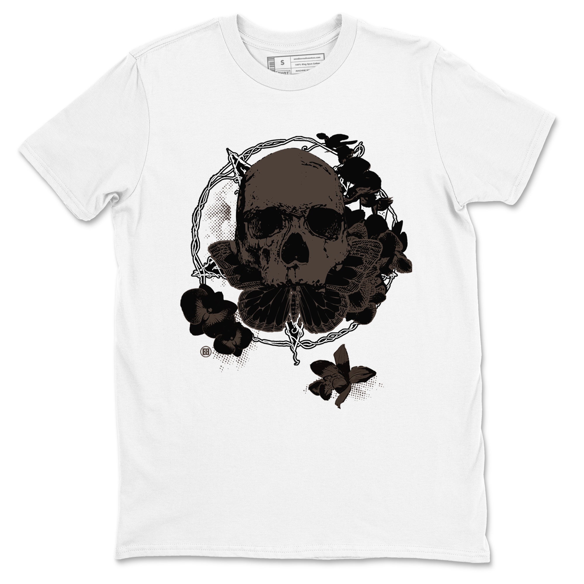 AJ1 Travis Scott Velvet Brown and Dark Mocha shirts to match jordans Carpe Diem Skull sneaker match tees 1s Travis Scott Velvet Brown match shoes to clothes SNRT Sneaker Tees unisex cotton White 2 shirts