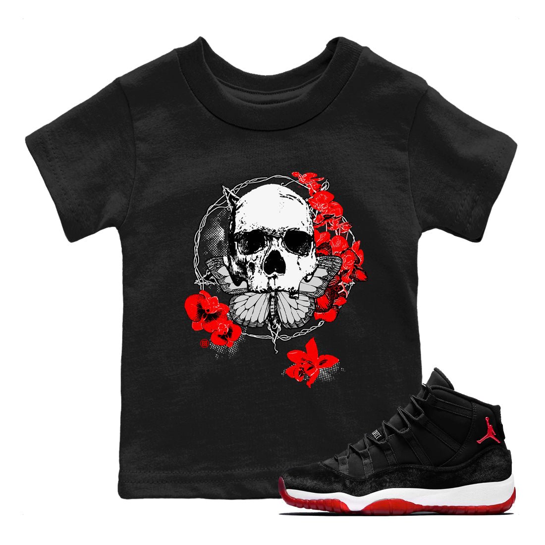11s Bred Velvet shirts to match jordans Carpe Diem Skull sneaker match tees Air Jordan 11 Bred Velvet match shoes to clothes SNRT Sneaker Tees Youth Baby Black 1 tee