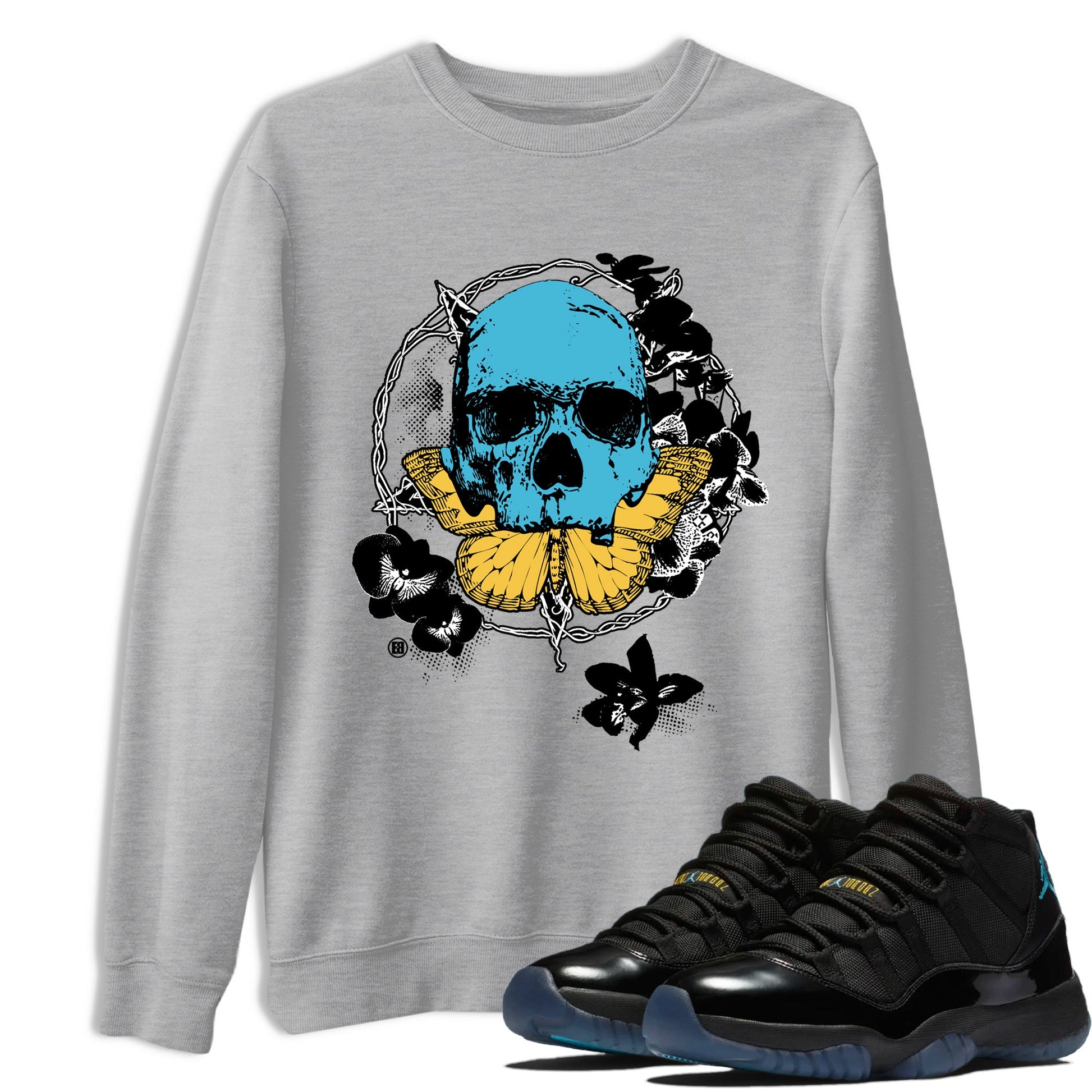 Sneaker Threads – Sneaker Tees To Match Air Jordan 11 Retro Gamma – Carpe Diem Skull Graphic Tee Heather Grey 1. Perfect for Jordan releases 2025 colorways.