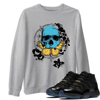 Sneaker Threads – Sneaker Tees To Match Air Jordan 11 Retro Gamma – Carpe Diem Skull Graphic Tee Heather Grey 1. Perfect for Jordan releases 2025 colorways.