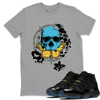 Sneaker Threads – Sneaker Tees To Match Air Jordan 11 Retro Gamma – Carpe Diem Skull Graphic Tee Heather Grey 1. Perfect for Jordan releases 2025 colorways.