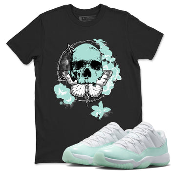 Carpe Diem Skull sneaker match t-shirt styled to complete your fit with the Air Jordan 11 Igloo sneakers, shown in Black 1.