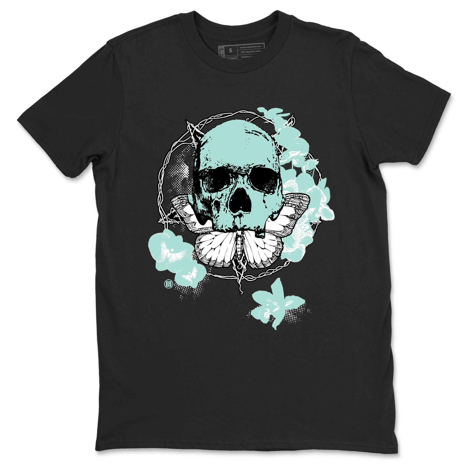 Carpe Diem Skull sneaker match t-shirt styled to complete your fit with the Air Jordan 11 Igloo sneakers, shown in Black 2.