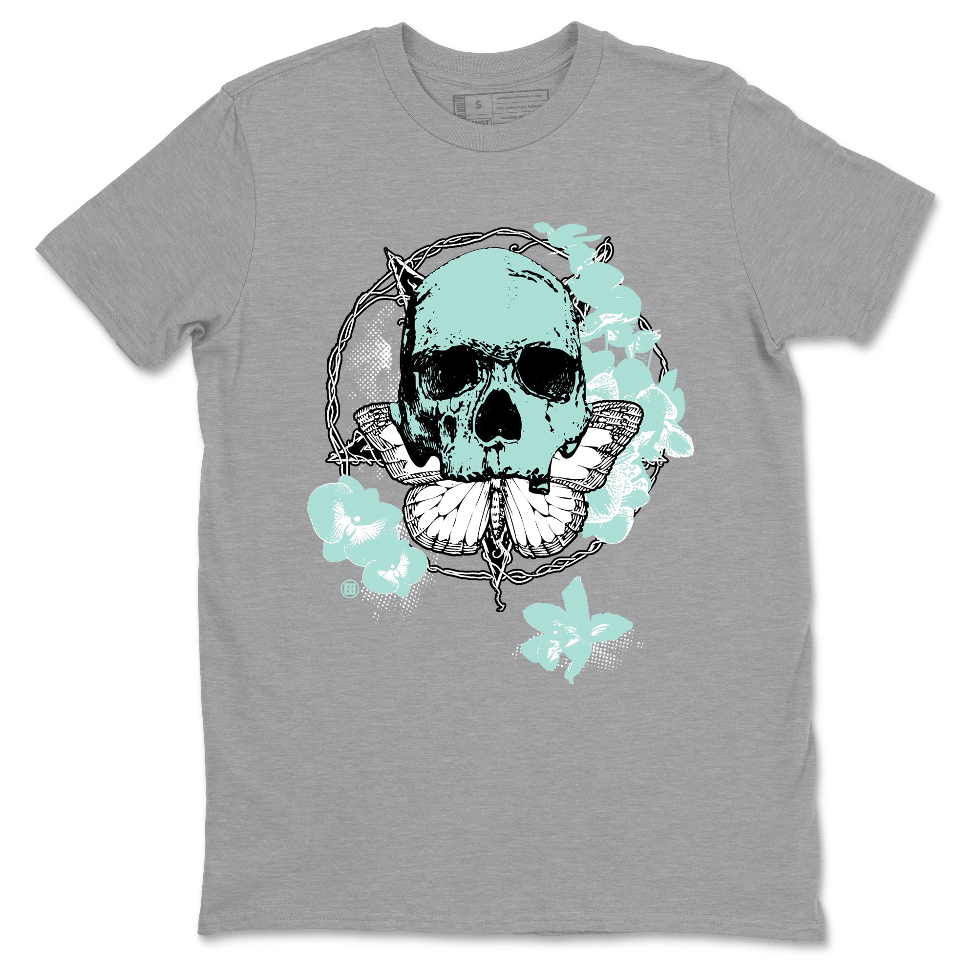 Carpe Diem Skull sneaker match t-shirt styled to complete your fit with the Air Jordan 11 Igloo sneakers, shown in Heather Grey 2.
