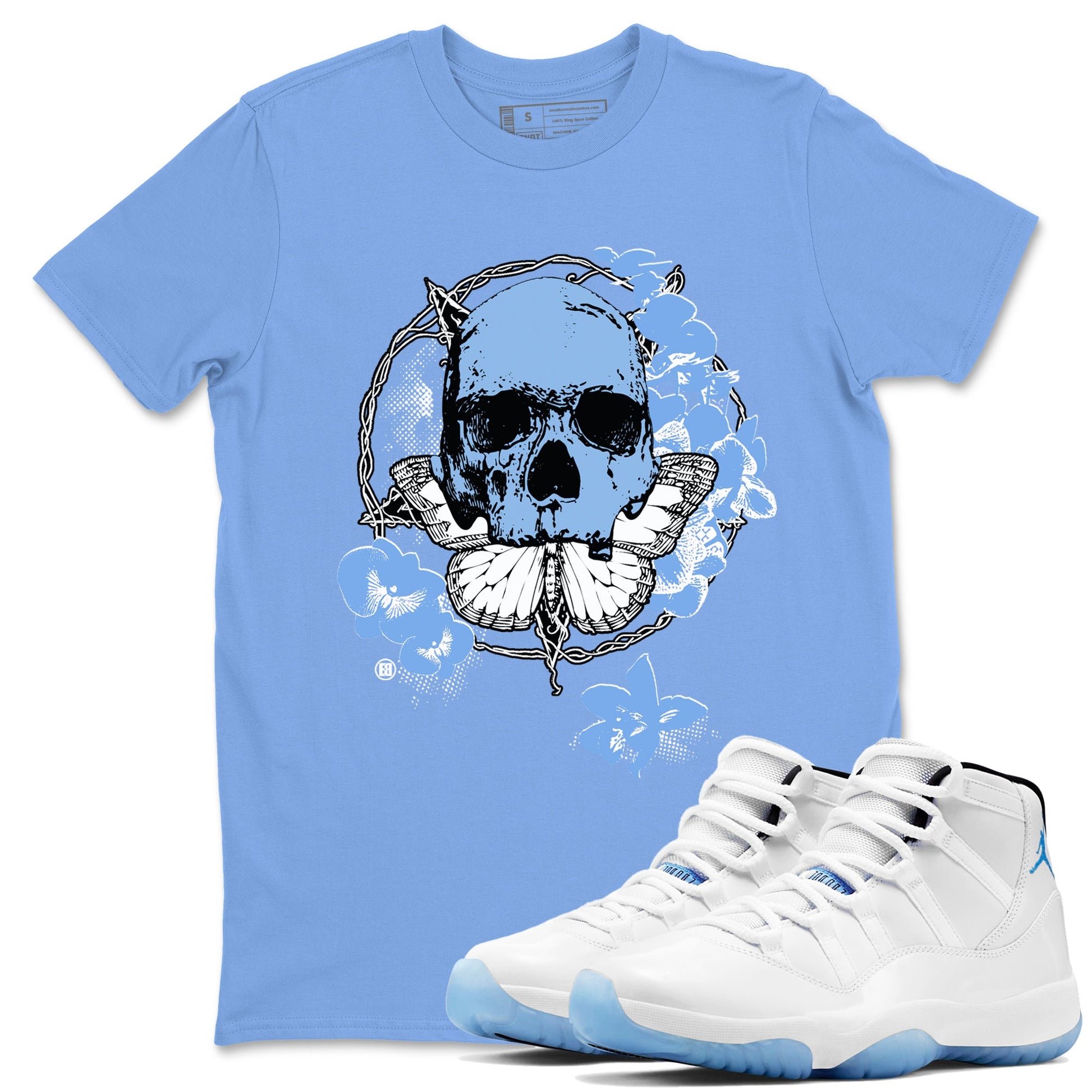 AJ11 Retro Legend Blue shirts to match jordans Carpe Diem Skull best t shirts to wear with jordans 11s Legend Blue match shoes to clothes SNRT Sneaker Tees unisex cotton Carolina Blue 1 shirts