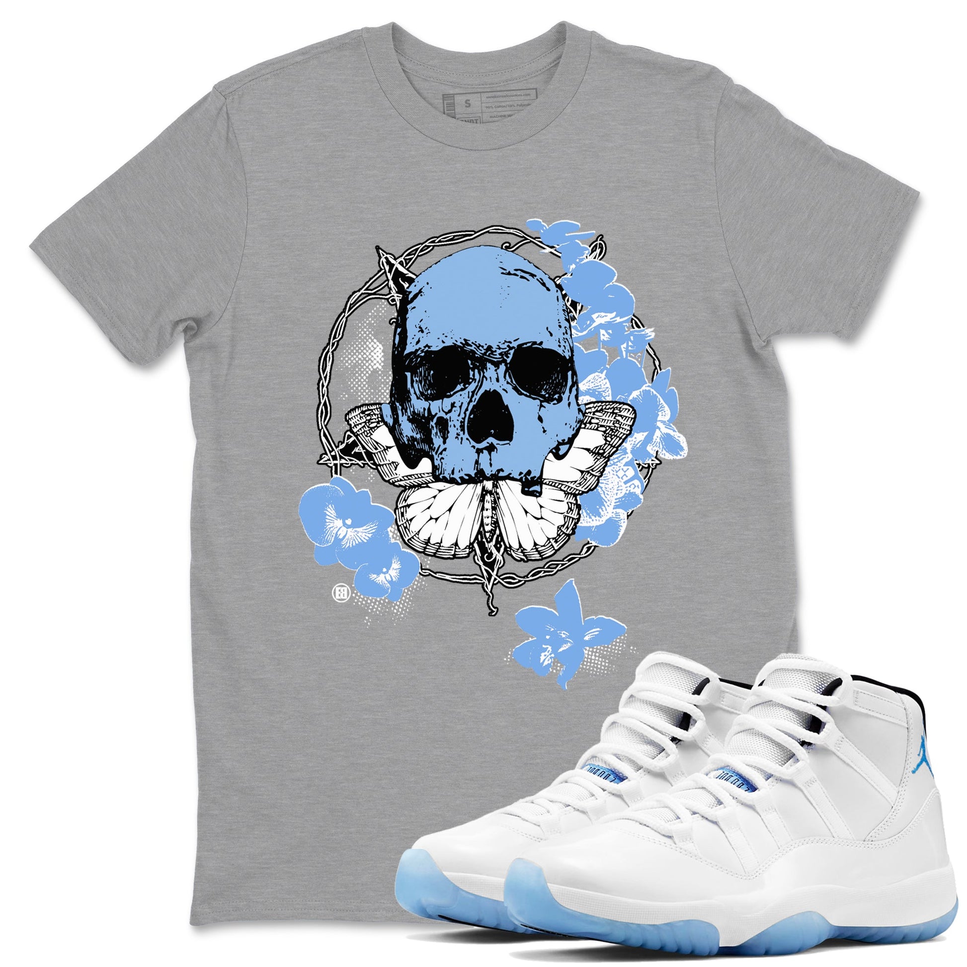 AJ11 Retro Legend Blue shirts to match jordans Carpe Diem Skull best t shirts to wear with jordans 11s Legend Blue match shoes to clothes SNRT Sneaker Tees unisex cotton Heather Grey 1 shirts