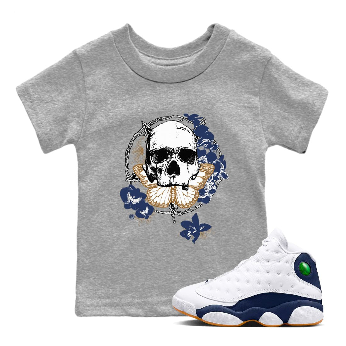 13s Midnight Navy shirts to match jordans Carpe Diem Skull sneaker match tees Air Jordan 13 Midnight Navy match shoes to clothes SNRT Sneaker Tees Youth Baby Heather Grey 1 tee
