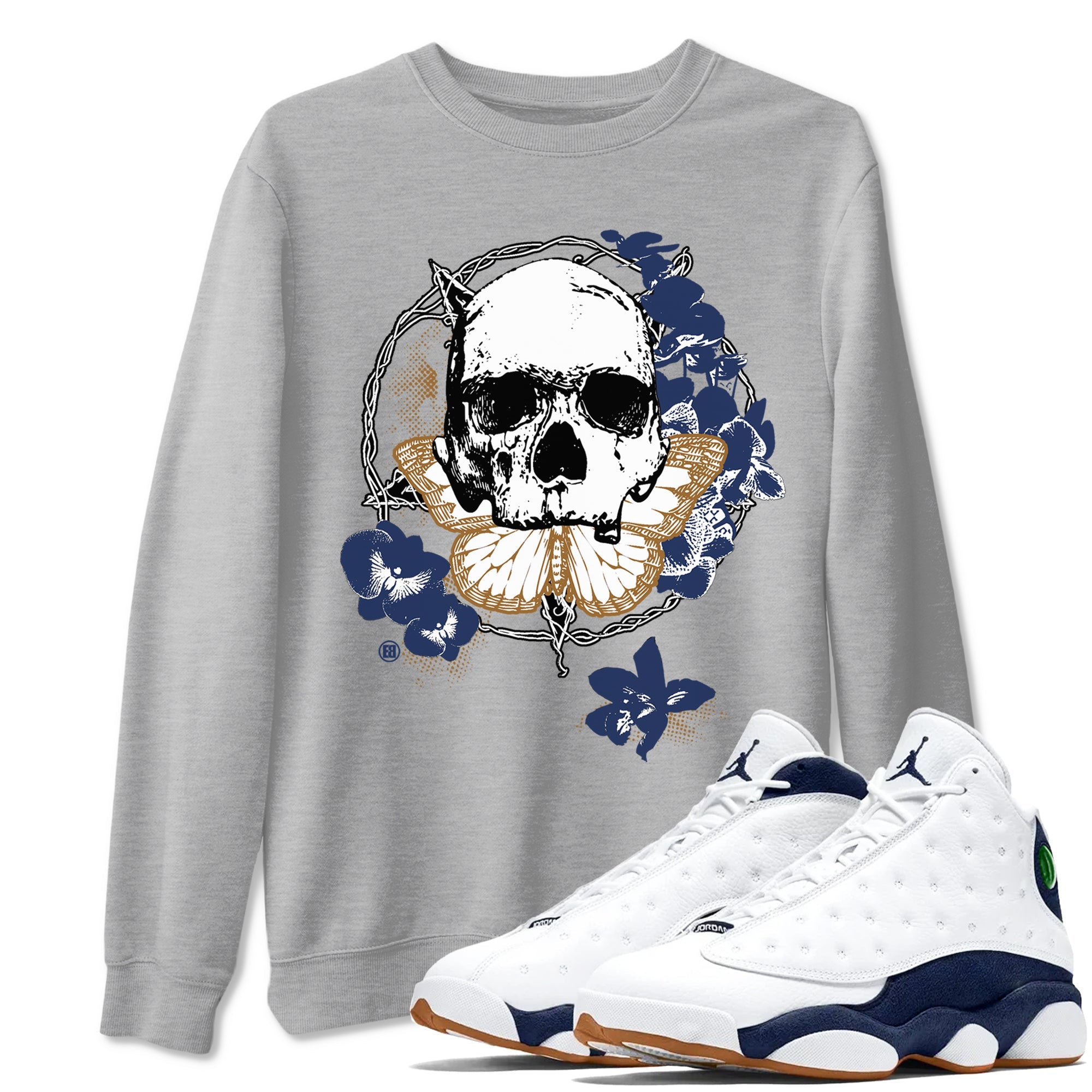 13s Midnight Navy shirts to match jordans Carpe Diem Skull sneaker match tees Air Jordan 13 Midnight Navy match shoes to clothes SNRT Sneaker Tees unisex cotton Heather Grey 1 shirts