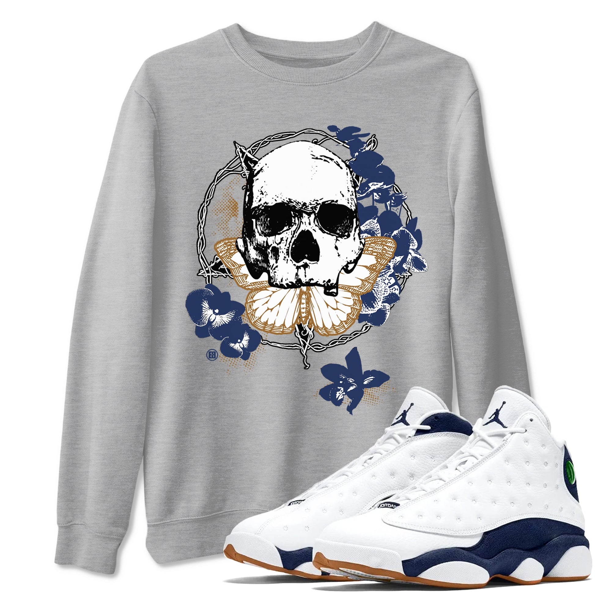 13s Midnight Navy shirts to match jordans Carpe Diem Skull sneaker match tees Air Jordan 13 Midnight Navy match shoes to clothes SNRT Sneaker Tees unisex cotton Heather Grey 1 shirts