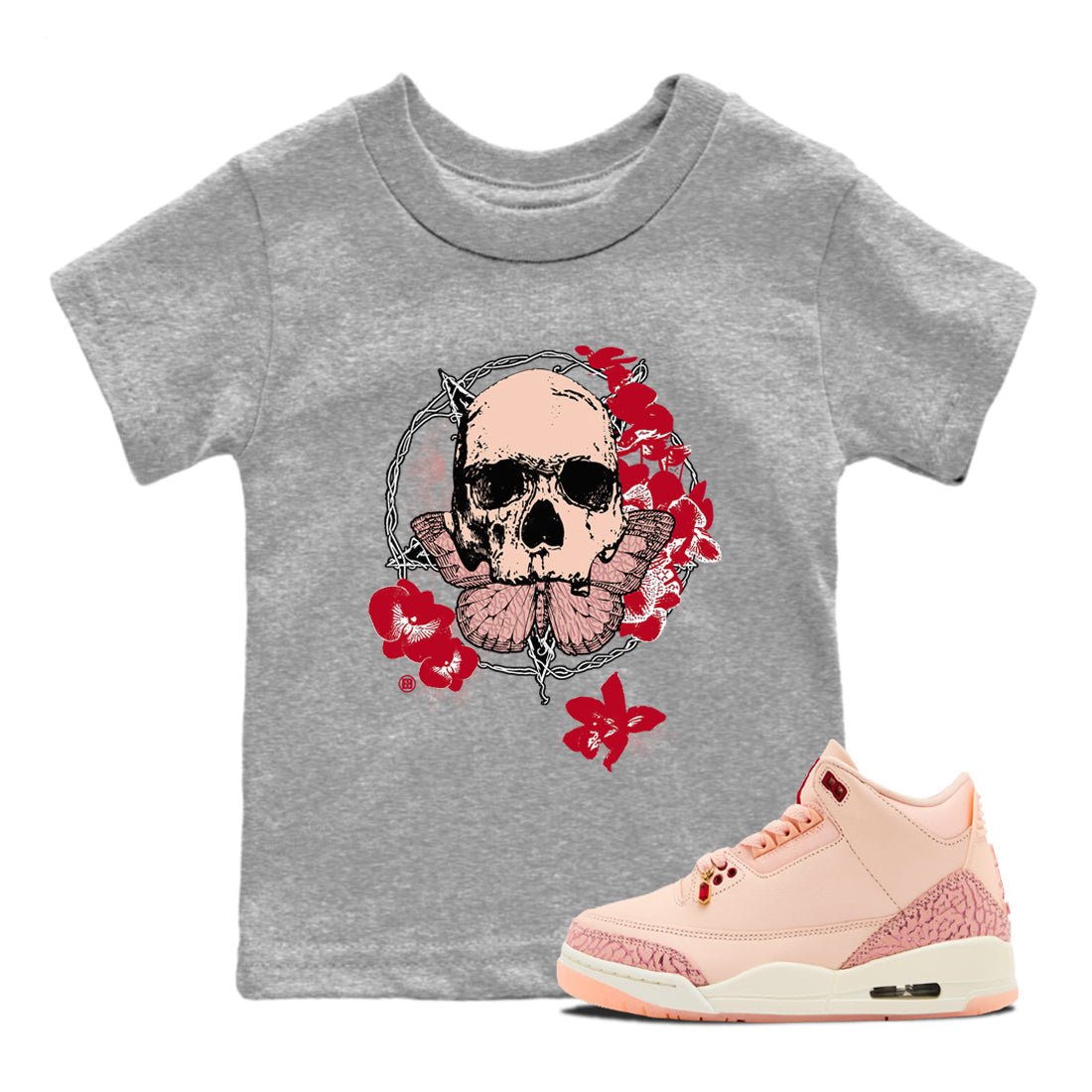 3s Valentines Day tee to match jordans Carpe Diem Skull best t shirts to wear with jordans Air Jordan 3 "Treat Yourself" Washed Coral special Valentine's Day Gift SNRT Sneaker Tees Youth Baby Heather Grey 1 tee
