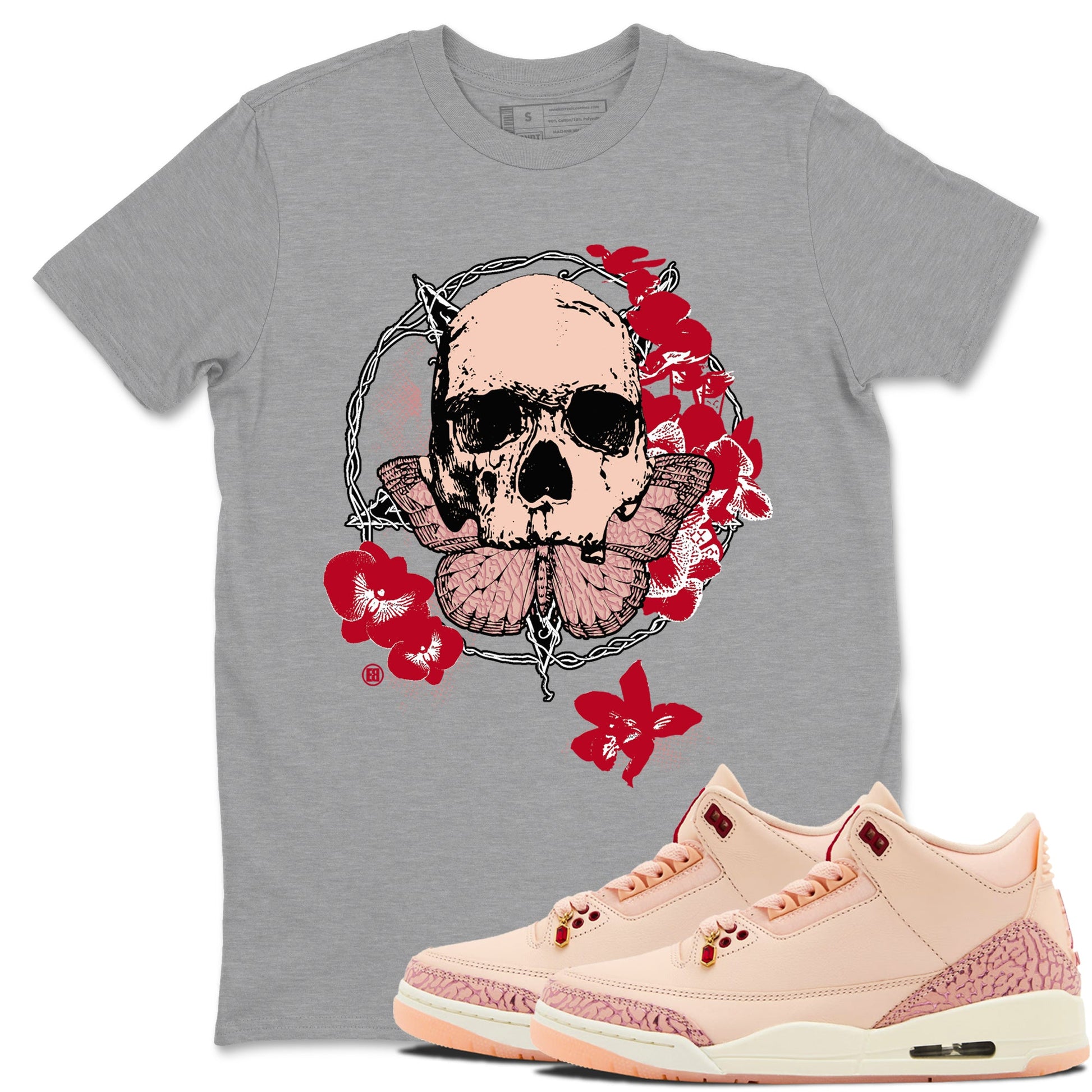 3s Valentines Day tee to match jordans Carpe Diem Skull best t shirts to wear with jordans Air Jordan 3 "Treat Yourself" Washed Coral special Valentine's Day Gift SNRT Sneaker Tees Graphic Tee Heather Grey 1 shirts