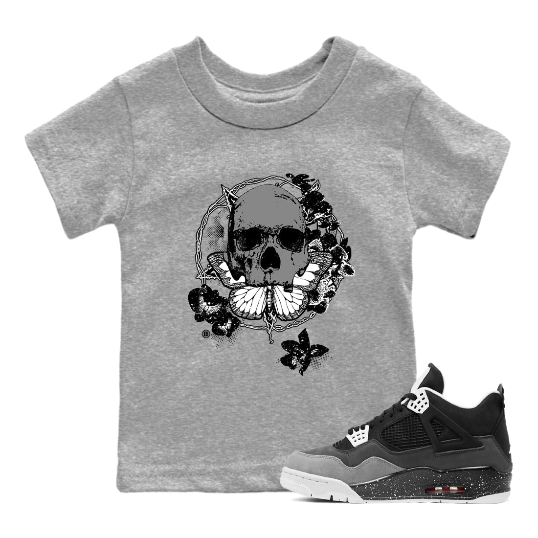 4s Fear shirts to match jordans Carpe Diem Skull sneaker match tees Air Jordan 4 Retro Fear match shoes to clothes SNRT Sneaker Tees Youth Baby Heather Grey 1 tee