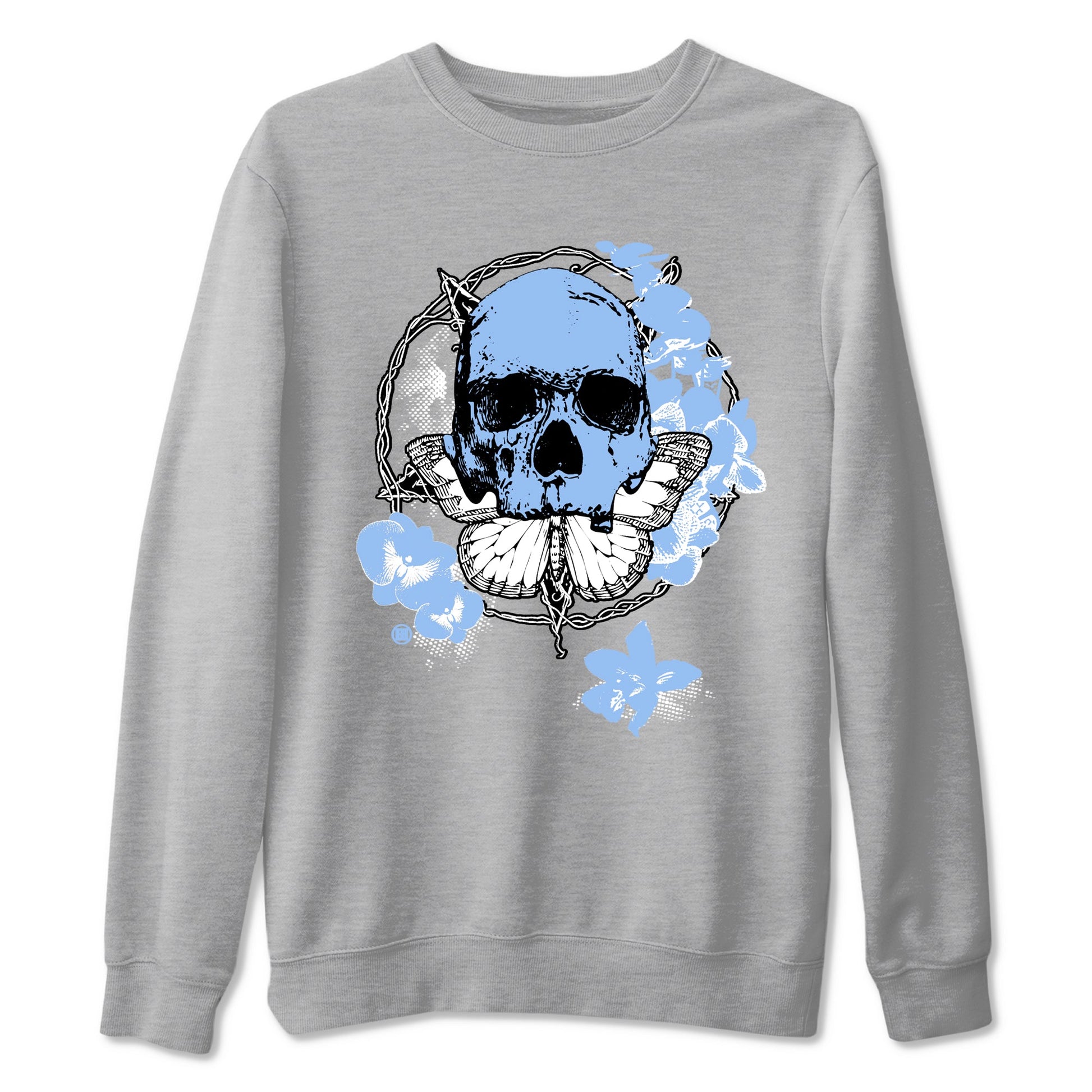 4s Forget Me Not shirts to match jordans Carpe Diem Skull graphic tees Air Jordan 4 Forget Me Not match shoes to clothes SNRT Sneaker Tees unisex cotton Heather Grey 2 shirts