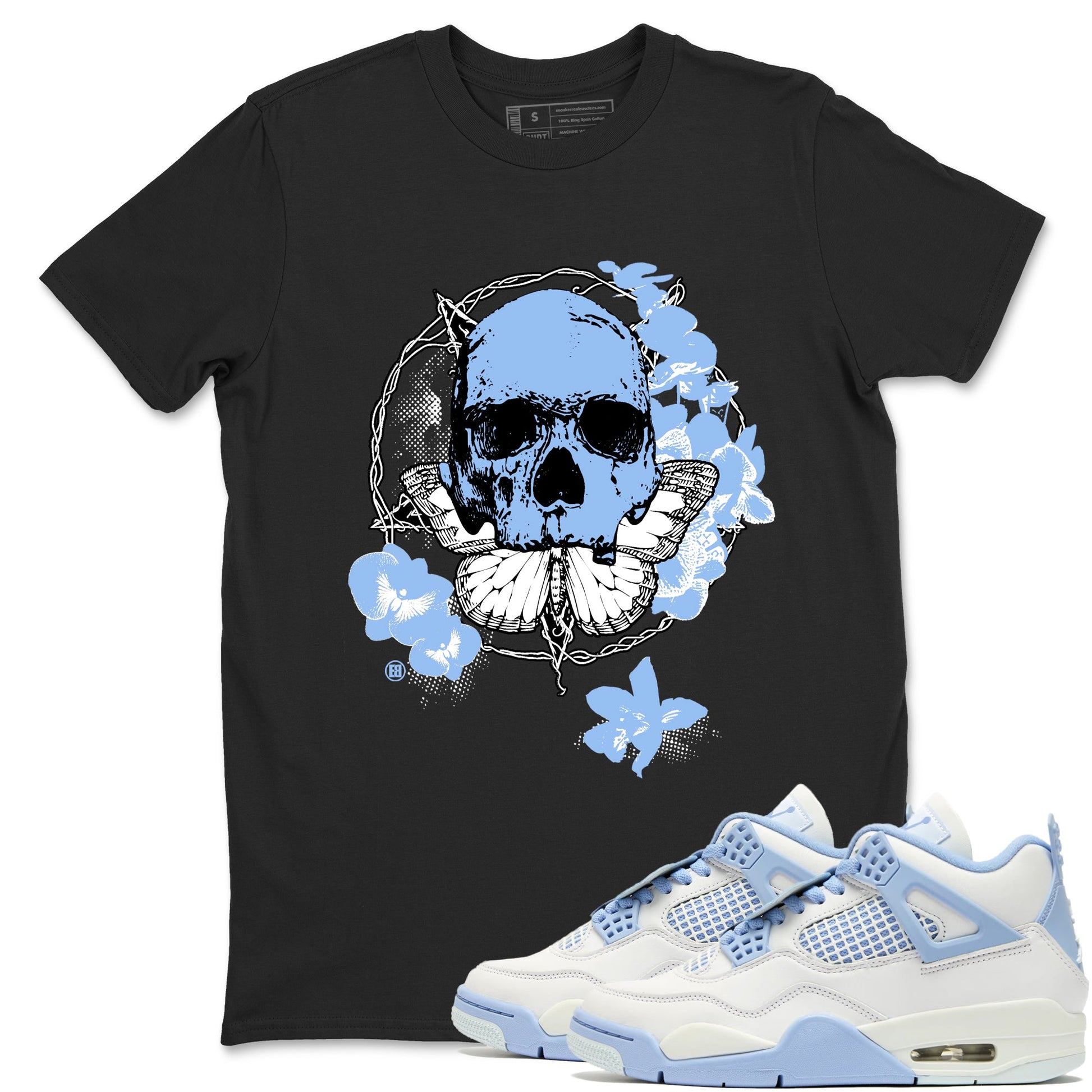 4s Forget Me Not shirts to match jordans Carpe Diem Skull graphic tees Air Jordan 4 Forget Me Not match shoes to clothes SNRT Sneaker Tees unisex cotton Black 1 shirts