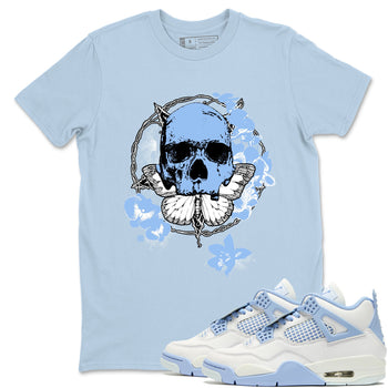 4s Forget Me Not shirts to match jordans Carpe Diem Skull graphic tees Air Jordan 4 Forget Me Not match shoes to clothes SNRT Sneaker Tees unisex cotton Light Blue 1 shirts