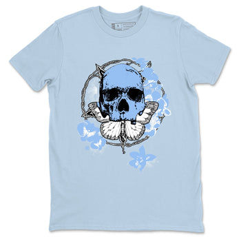 4s Forget Me Not shirts to match jordans Carpe Diem Skull graphic tees Air Jordan 4 Forget Me Not match shoes to clothes SNRT Sneaker Tees unisex cotton Light Blue 2 shirts