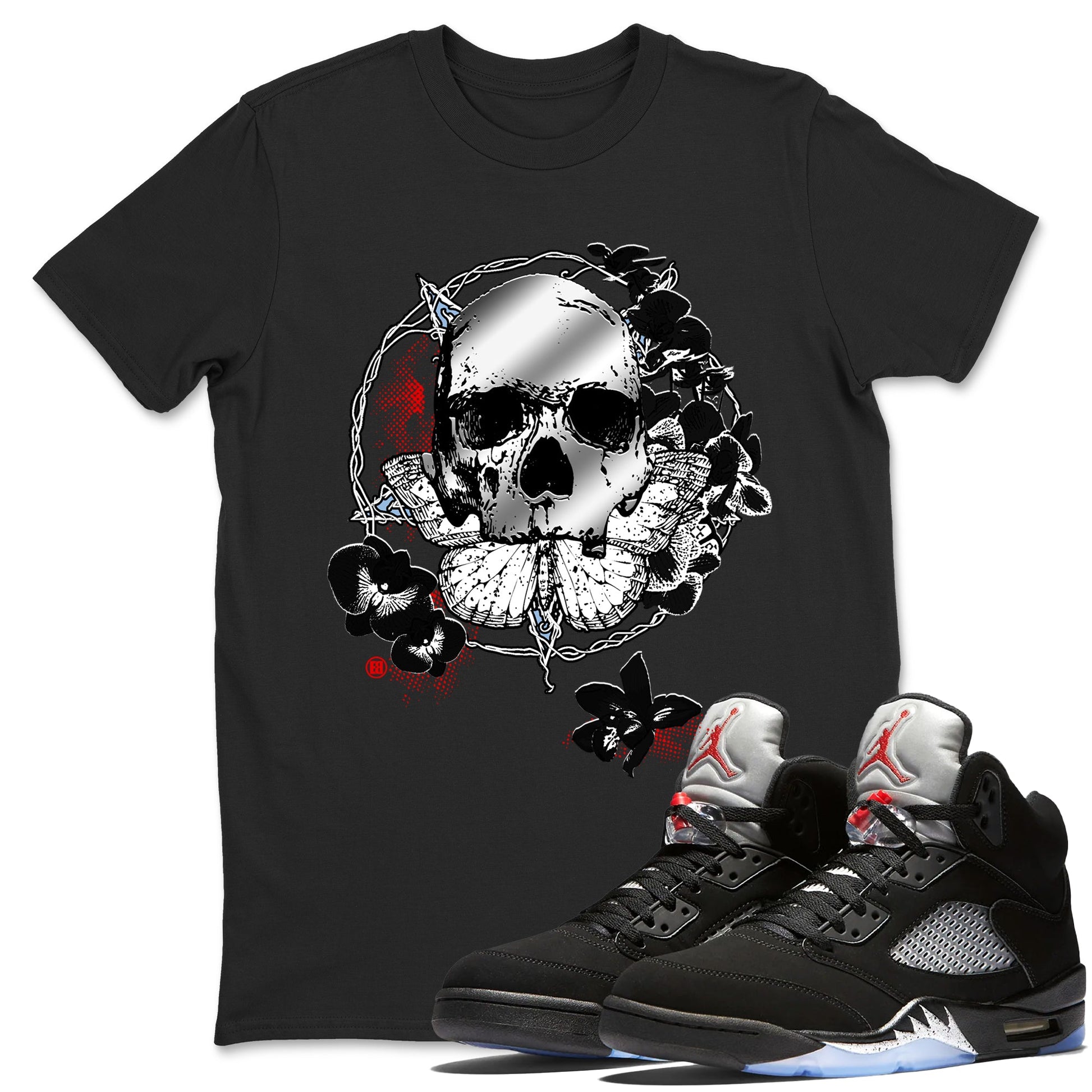 5s Black Metallic Reimagined shirts to match jordans Carpe Diem Skull best t shirts to wear with jordans 5s Black Metallic Reimagined match shoes to clothes SNRT Sneaker Tees unisex cotton Black 1 shirts