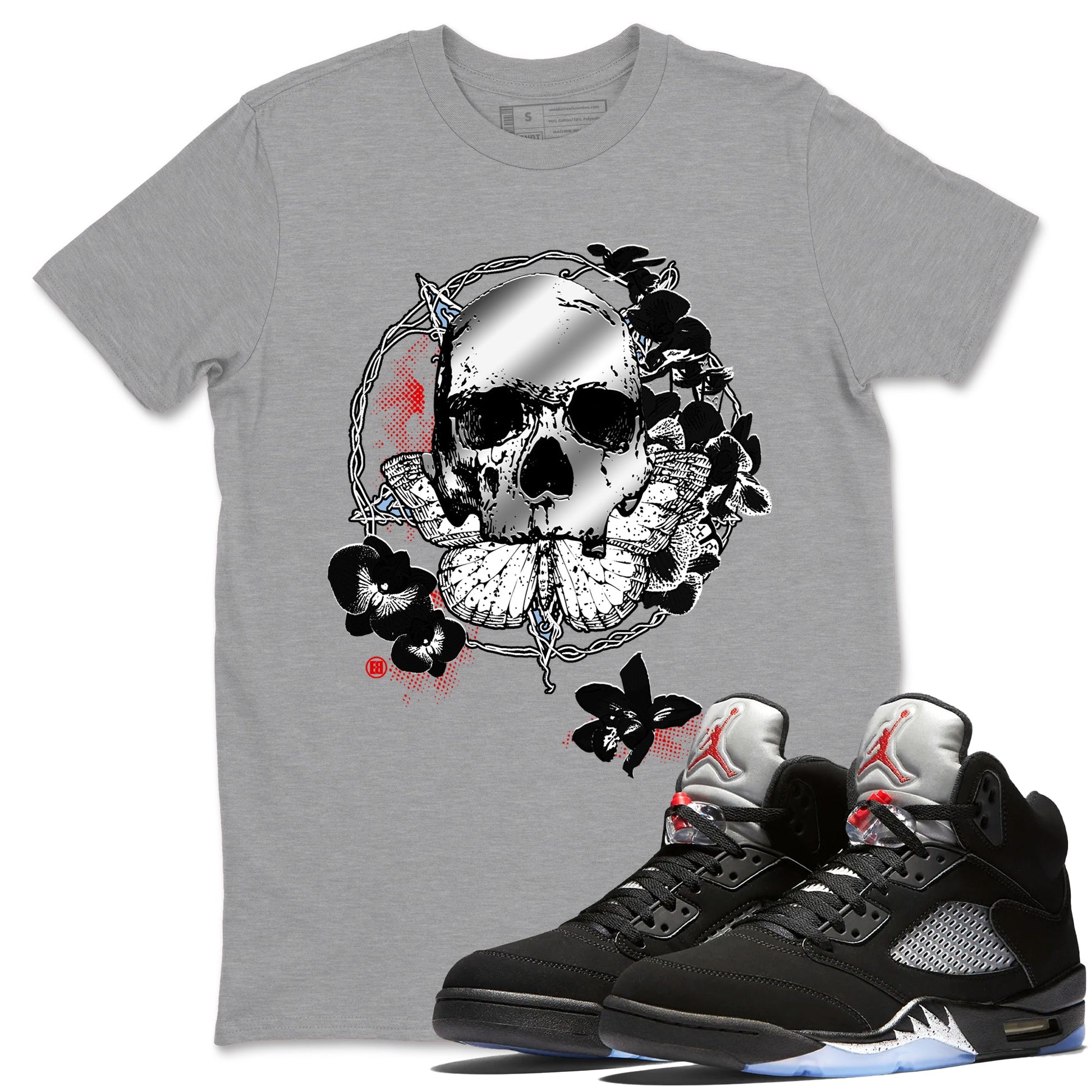 5s Black Metallic Reimagined shirts to match jordans Carpe Diem Skull best t shirts to wear with jordans 5s Black Metallic Reimagined match shoes to clothes SNRT Sneaker Tees unisex cotton Heather Grey 1 shirts