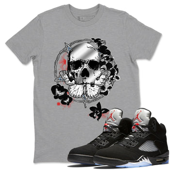 5s Black Metallic Reimagined shirts to match jordans Carpe Diem Skull best t shirts to wear with jordans 5s Black Metallic Reimagined match shoes to clothes SNRT Sneaker Tees unisex cotton Heather Grey 1 shirts