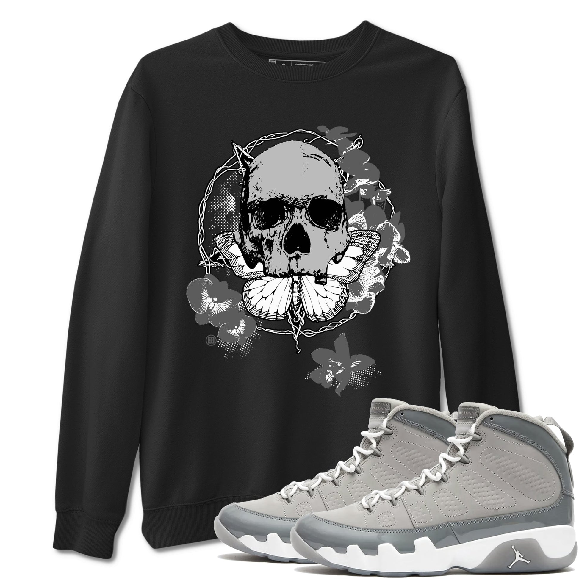 9s Cool Grey best t shirts to wear with jordans Carpe Diem Skull sneaker match tees Air Jordan 9 Retro Cool Grey match shoes to clothes SNRT Sneaker Tees unisex cotton Black 1 shirts