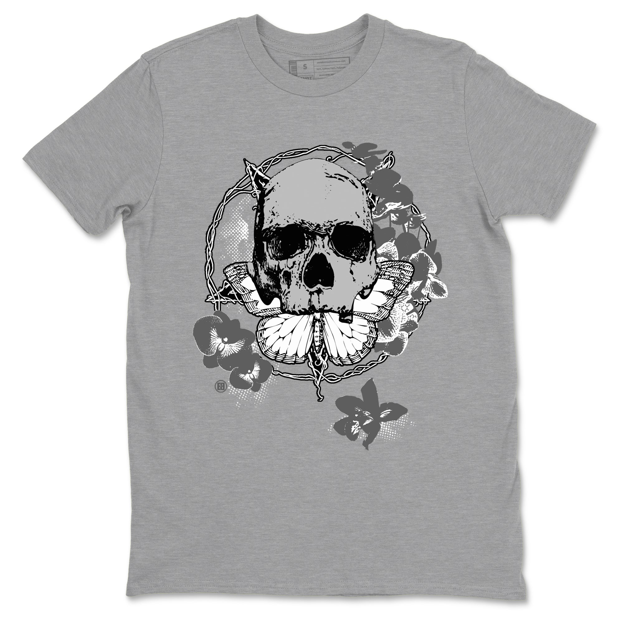 9s Cool Grey best t shirts to wear with jordans Carpe Diem Skull sneaker match tees Air Jordan 9 Retro Cool Grey match shoes to clothes SNRT Sneaker Tees unisex cotton Heather Grey 2 shirts