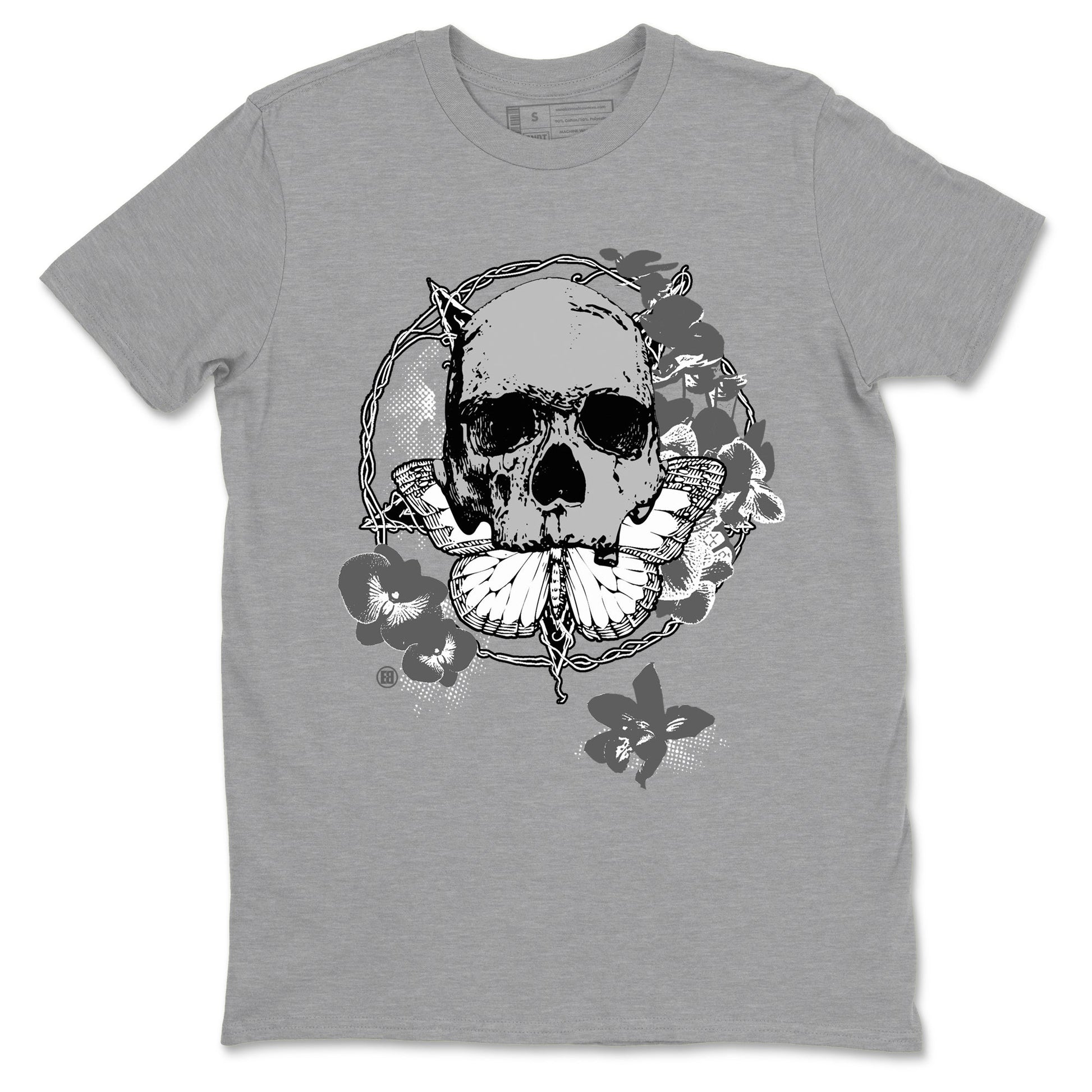 9s Cool Grey best t shirts to wear with jordans Carpe Diem Skull sneaker match tees Air Jordan 9 Retro Cool Grey match shoes to clothes SNRT Sneaker Tees unisex cotton Heather Grey 2 shirts