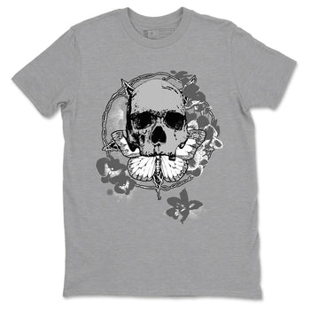 9s Cool Grey best t shirts to wear with jordans Carpe Diem Skull sneaker match tees Air Jordan 9 Retro Cool Grey match shoes to clothes SNRT Sneaker Tees unisex cotton Heather Grey 2 shirts