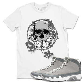 9s Cool Grey best t shirts to wear with jordans Carpe Diem Skull sneaker match tees Air Jordan 9 Retro Cool Grey match shoes to clothes SNRT Sneaker Tees unisex cotton White 1 shirts
