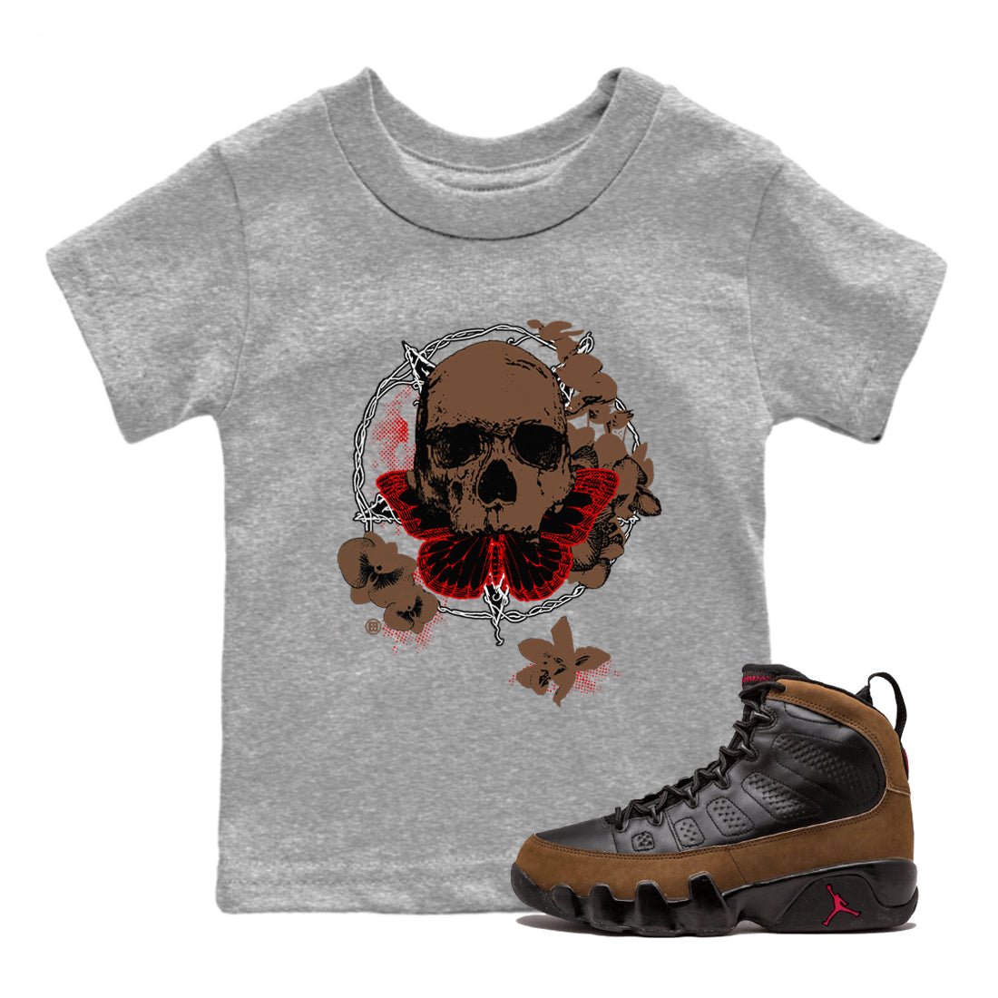 9s Olive shirts to match jordans Carpe Diem Skull sneaker match tees Air Jordan 9 Olive match shoes to clothes SNRT Sneaker Tees Youth Baby Heather Grey 1 tee