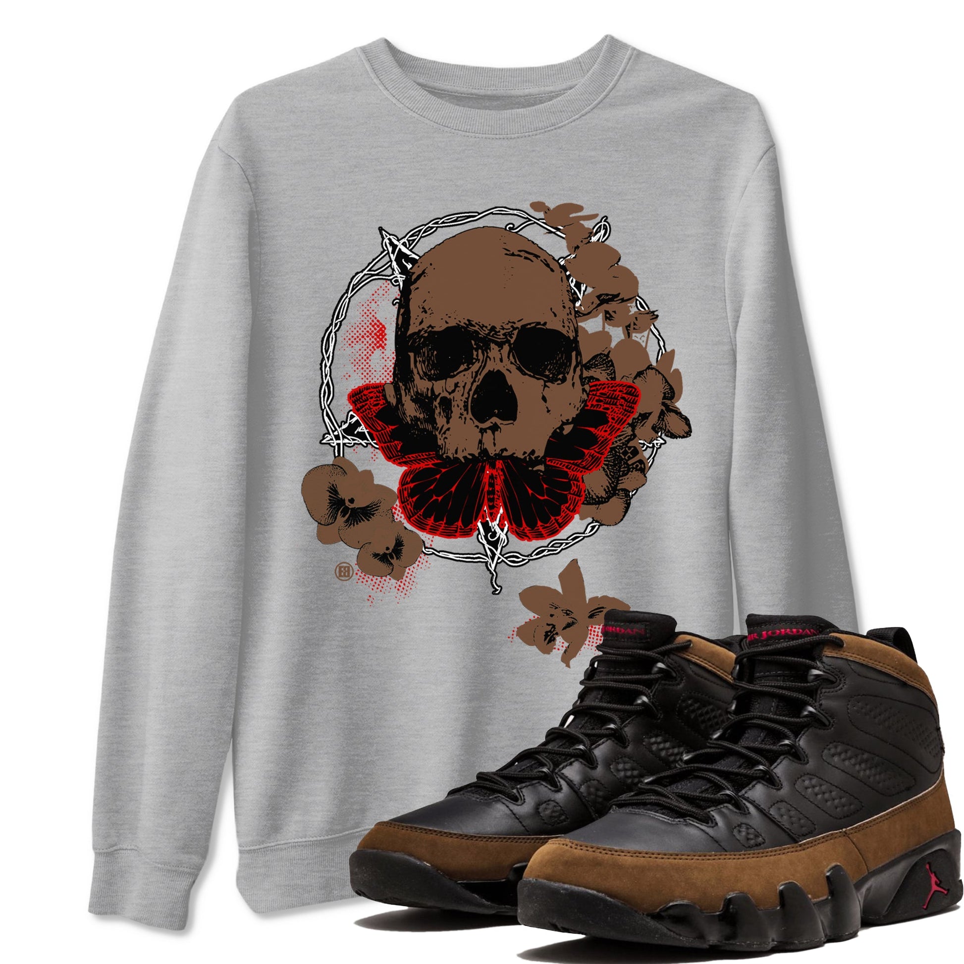 9s Olive shirts to match jordans Carpe Diem Skull sneaker match tees Air Jordan 9 Olive match shoes to clothes SNRT Sneaker Tees unisex cotton Heather Grey 1 shirts