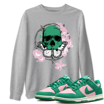 Dunk Medium Soft Pink Malachite t shirts to match sneakers Carpe Diem Skull sneaker match tees Dunk Medium Soft Pink Malachite shirt SNRT Sneaker Tees unisex cotton Heather Grey 1 shirts