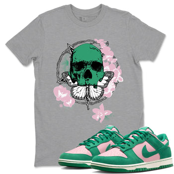 Dunk Medium Soft Pink Malachite t shirts to match sneakers Carpe Diem Skull sneaker match tees Dunk Medium Soft Pink Malachite shirt SNRT Sneaker Tees unisex cotton Heather Grey 1 shirts