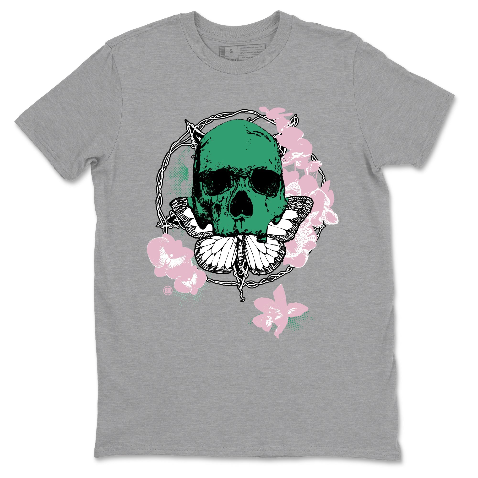 Dunk Medium Soft Pink Malachite t shirts to match sneakers Carpe Diem Skull sneaker match tees Dunk Medium Soft Pink Malachite shirt SNRT Sneaker Tees unisex cotton Heather Grey 2 shirts