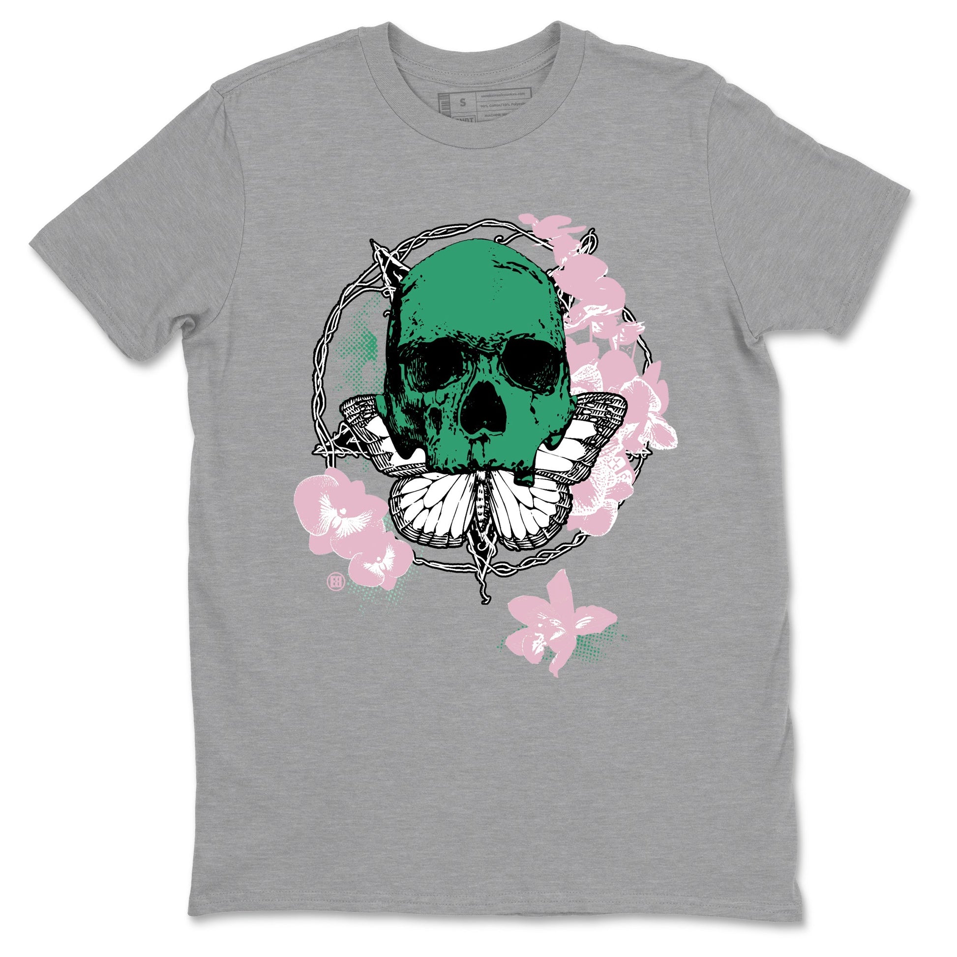 Dunk Medium Soft Pink Malachite t shirts to match sneakers Carpe Diem Skull sneaker match tees Dunk Medium Soft Pink Malachite shirt SNRT Sneaker Tees unisex cotton Heather Grey 2 shirts