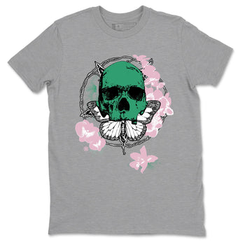Dunk Medium Soft Pink Malachite t shirts to match sneakers Carpe Diem Skull sneaker match tees Dunk Medium Soft Pink Malachite shirt SNRT Sneaker Tees unisex cotton Heather Grey 2 shirts