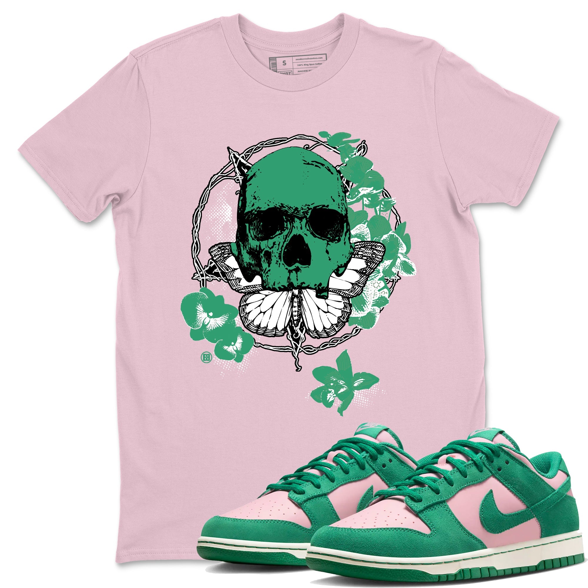 Dunk Medium Soft Pink Malachite t shirts to match sneakers Carpe Diem Skull sneaker match tees Dunk Medium Soft Pink Malachite shirt SNRT Sneaker Tees unisex cotton Pink 1 shirts