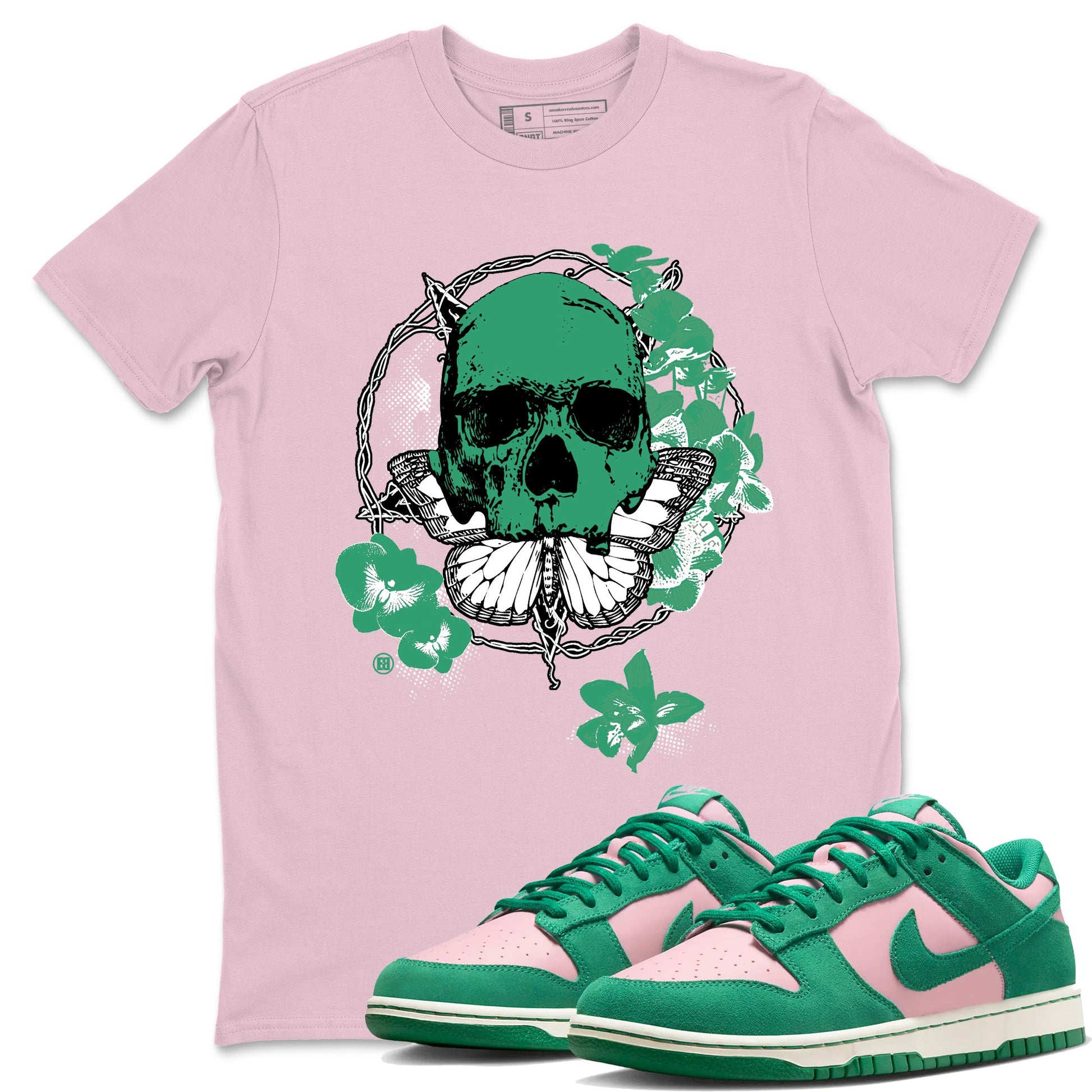 Dunk Medium Soft Pink Malachite t shirts to match sneakers Carpe Diem Skull sneaker match tees Dunk Medium Soft Pink Malachite shirt SNRT Sneaker Tees unisex cotton Pink 1 shirts