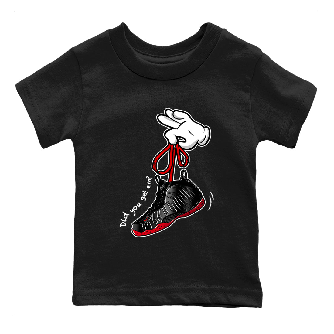 Sneaker match tees – Sneaker Tees To Match Air Foamposite Cough Drop Shoes – Cartoon Hands Kids T-Shirt Black 2