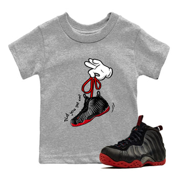 Sneaker match tees – Sneaker Tees To Match Air Foamposite Cough Drop Shoes – Cartoon Hands Kids T-Shirt Heather Grey 1