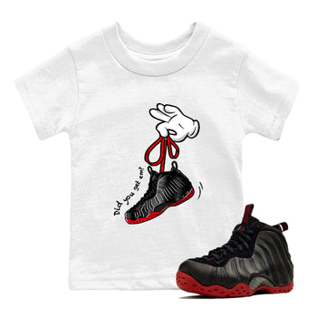 Sneaker match tees – Sneaker Tees To Match Air Foamposite Cough Drop Shoes – Cartoon Hands Kids T-Shirt White 1