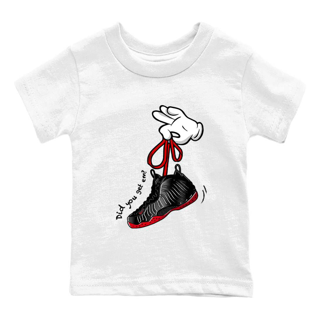 Sneaker match tees – Sneaker Tees To Match Air Foamposite Cough Drop Shoes – Cartoon Hands Kids T-Shirt White 2