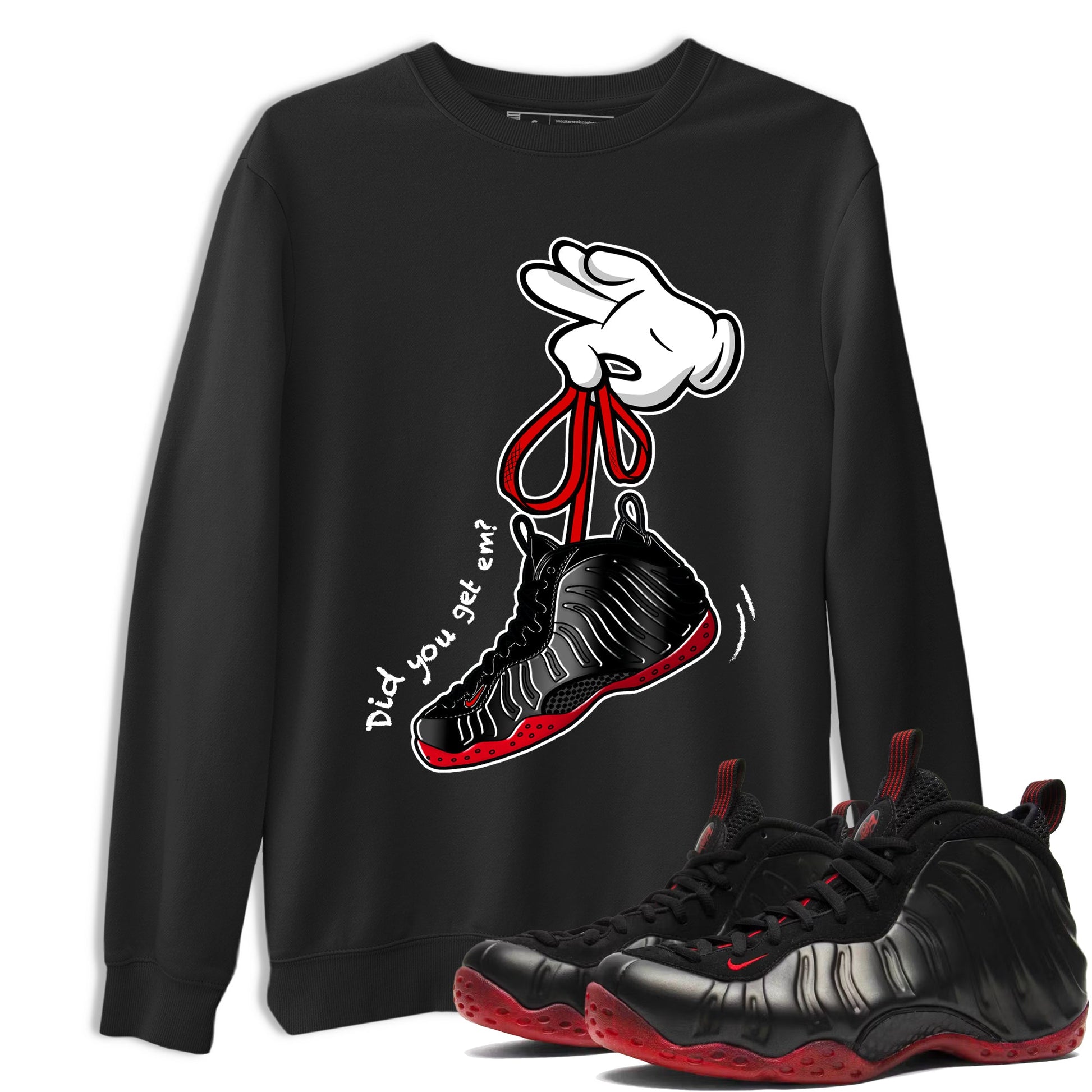 Sneaker match tees – Sneaker Tees To Match Air Foamposite Cough Drop Shoes – Cartoon Hands Tee Black 1