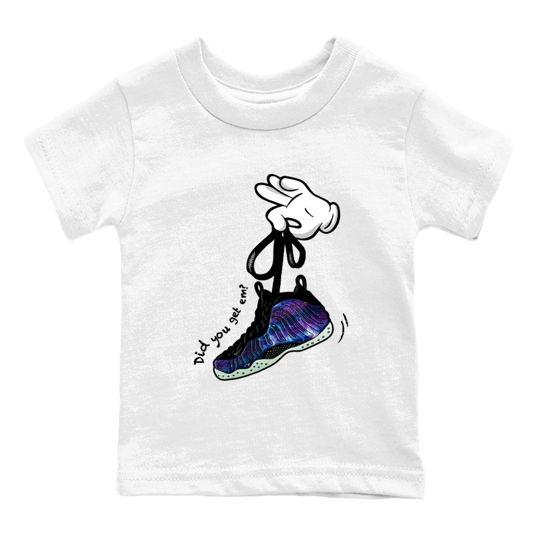 Foams One Galaxy shirts to match jordans Cartoon Hands best t shirts to wear with jordans Air Foamposite One Galaxy match shoes to clothes SNRT Sneaker Tees Youth Baby White 2 tee