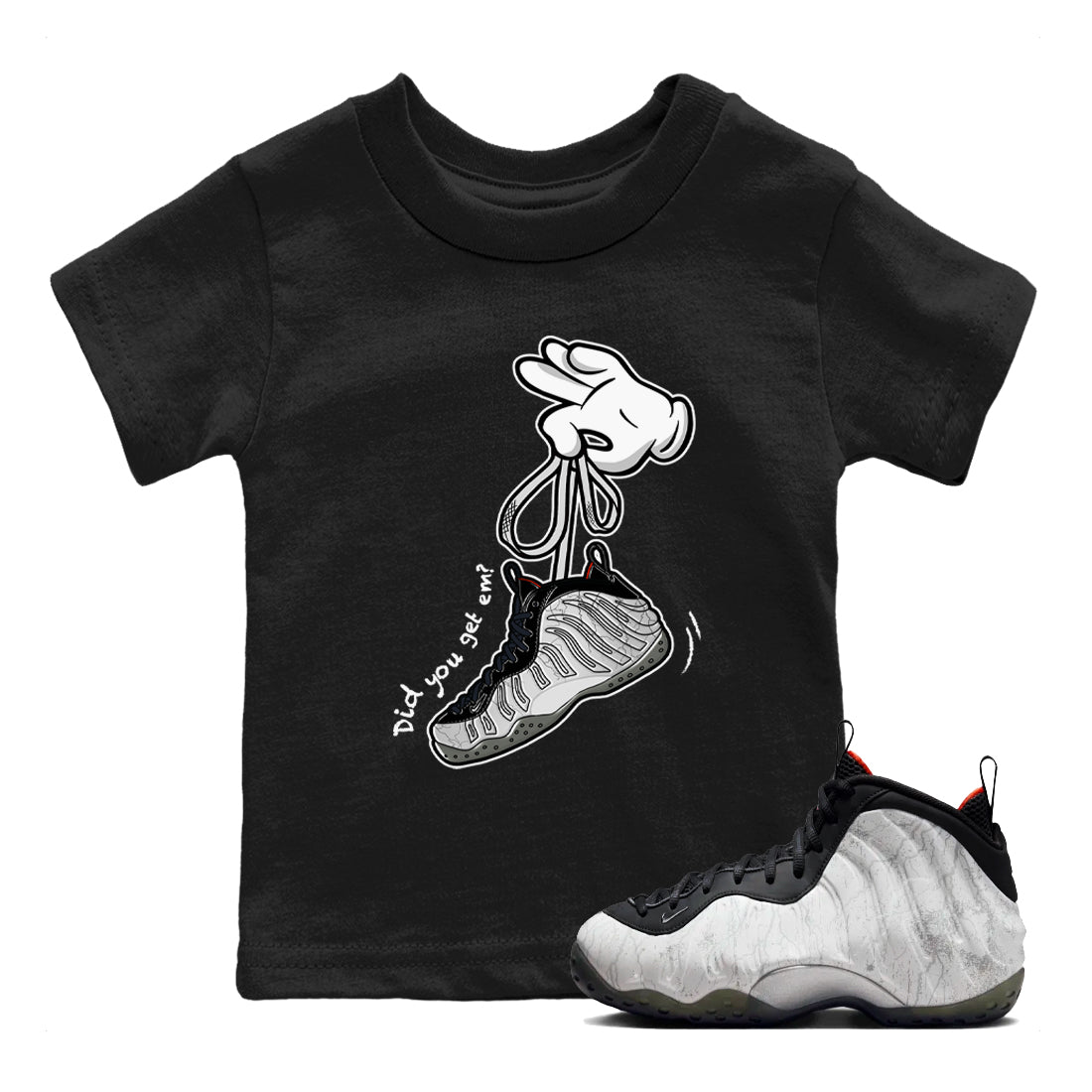 Foams One Jin shirts to match jordans Cartoon Hands sneaker match tees Air Foamposite One Jin match shoes to clothes SNRT Sneaker Tees Youth Baby Black 1 tee