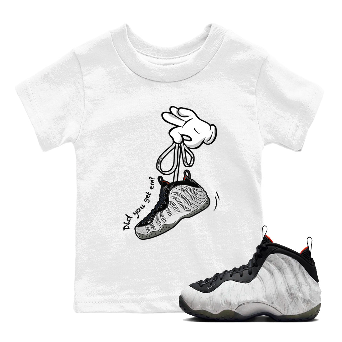 Foams One Jin shirts to match jordans Cartoon Hands sneaker match tees Air Foamposite One Jin match shoes to clothes SNRT Sneaker Tees Youth Baby White 1 tee