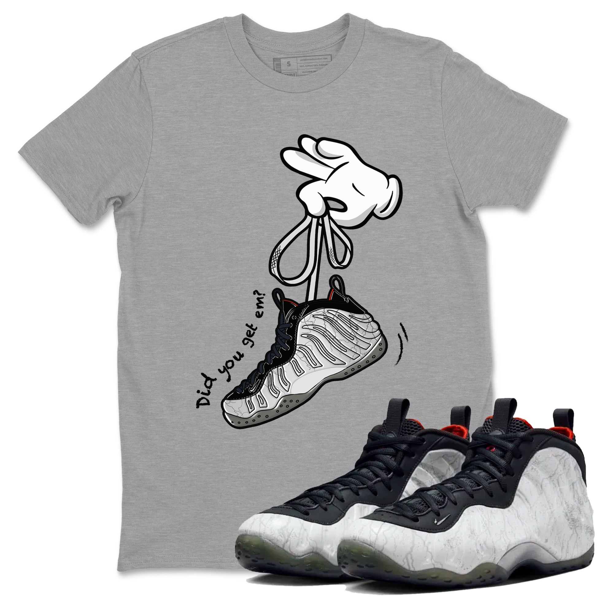 Foams One Jin shirts to match jordans Cartoon Hands sneaker match tees Air Foamposite One Jin match shoes to clothes SNRT Sneaker Tees unisex cotton Heather Grey 1 shirts