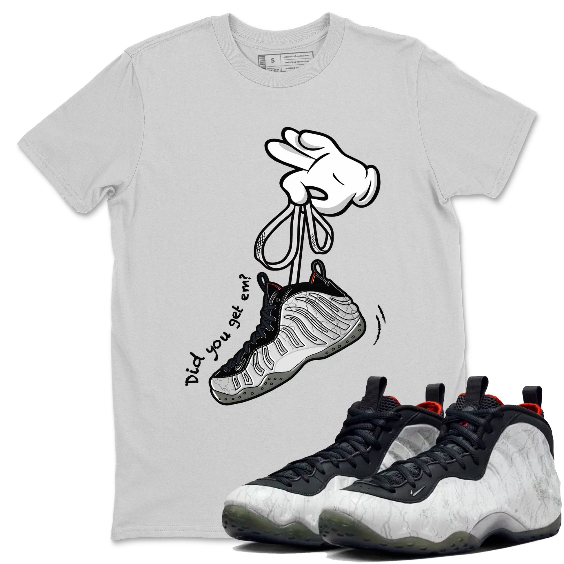 Foams One Jin shirts to match jordans Cartoon Hands sneaker match tees Air Foamposite One Jin match shoes to clothes SNRT Sneaker Tees unisex cotton Silver 1 shirts