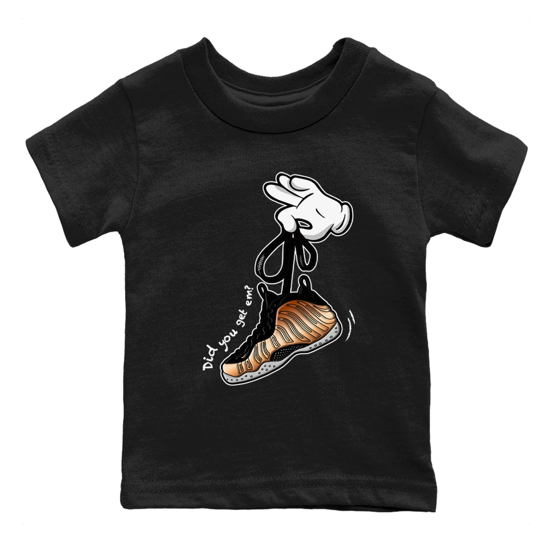 Foams One Metallic Copper shirts to match jordans Cartoon Hands sneaker match tees Air Foamposite One Metallic Copper match shoes to clothes SNRT Sneaker Tees Youth Baby Black 2 tee