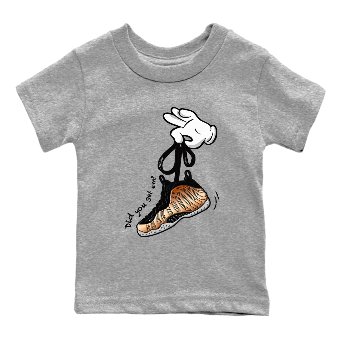 Foams One Metallic Copper shirts to match jordans Cartoon Hands sneaker match tees Air Foamposite One Metallic Copper match shoes to clothes SNRT Sneaker Tees Youth Baby Heather Grey 2 tee