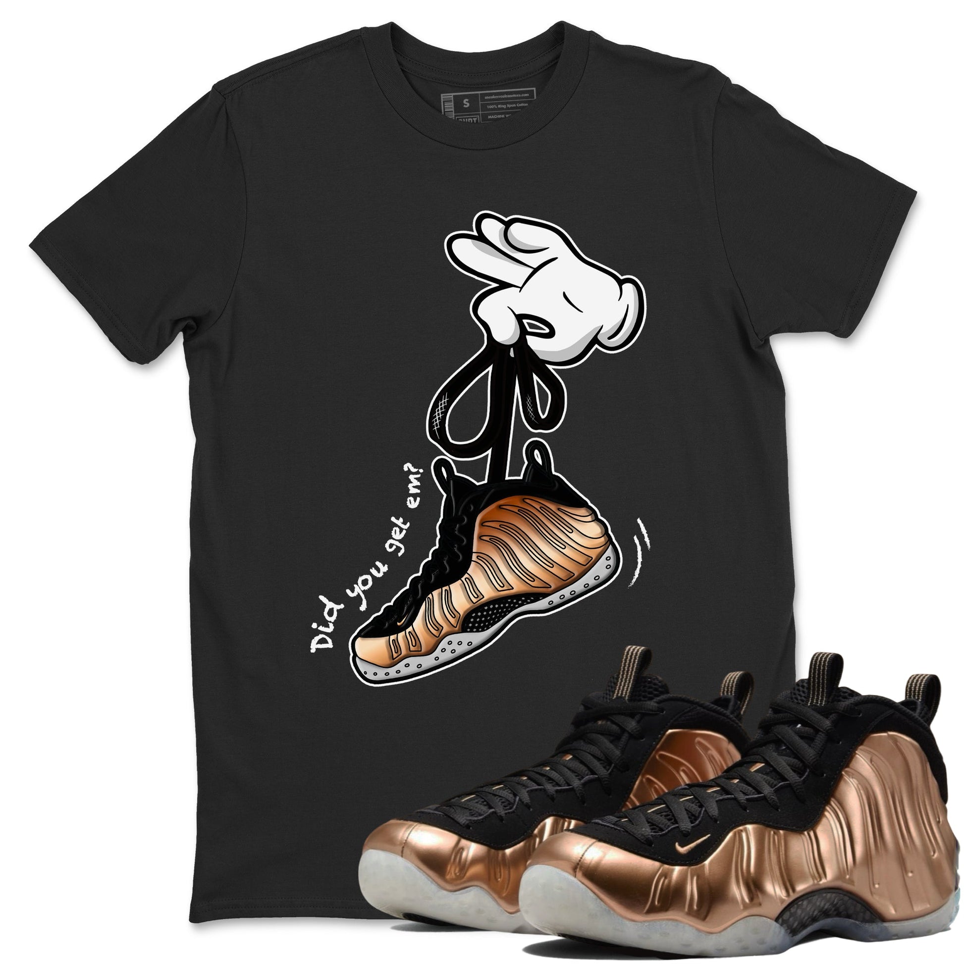 Foams One Metallic Copper shirts to match jordans Cartoon Hands sneaker match tees Air Foamposite One Metallic Copper match shoes to clothes SNRT Sneaker Tees unisex cotton Black 1 shirts